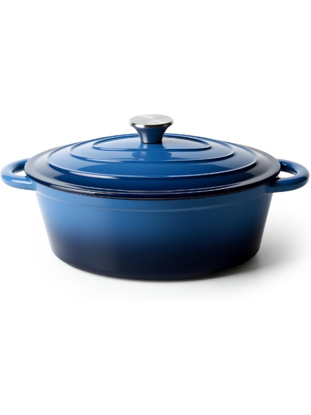 4.5QT Non-Stick Enameled Cast Iron Oval Dutch Oven Pot with Lid for Baking